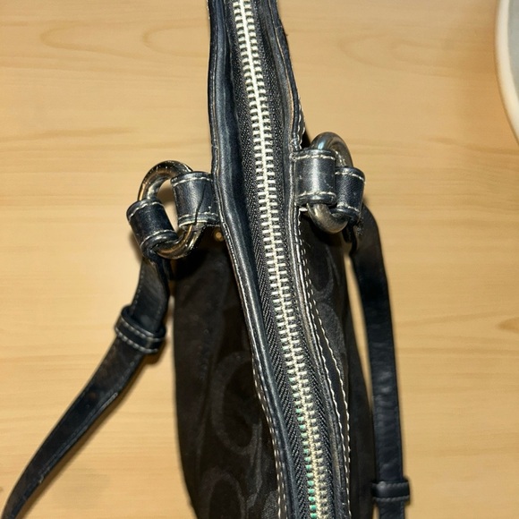 Coach Black Tote Bag with Signature Monogram and Leather Trim - Picture 9 of 13